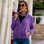 Load image into Gallery viewer, All-match slim zipper solid color plush women's jacket
