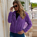 Load image into Gallery viewer, All-match slim zipper solid color plush women's jacket
