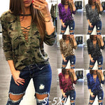 Load image into Gallery viewer, Camouflage Strap Sexy Long Sleeved T-Shirt
