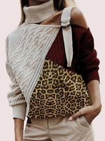 Load image into Gallery viewer, 2020 autumn and winter leopard print stitching sweater
