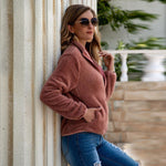 Load image into Gallery viewer, All-match slim zipper solid color plush women's jacket
