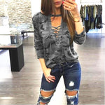 Load image into Gallery viewer, Camouflage Strap Sexy Long Sleeved T-Shirt
