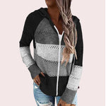 Load image into Gallery viewer, Casual Hollow Out Full-Zip Hoodie Sweater
