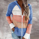 Load image into Gallery viewer, Casual Hollow Out Full-Zip Hoodie Sweater
