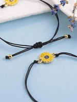 Load image into Gallery viewer, 2 pcs Adjustable Sunflower Braid Alloy Bracelets with card
