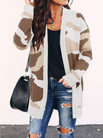 Load image into Gallery viewer, Camouflage Mid-length Knitted Cardigan
