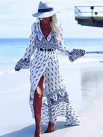 Cargar imagen en el visor de la galería, Bohemian V-Neck Printing Maxi Dress
