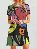 Cargar imagen en el visor de la galería, Casual A-Line Short Sleeve Abstract Dresses
