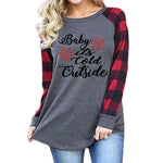 Load image into Gallery viewer, Baby Christmas is very cold outside letter print round neck long sleeve t-shirt

