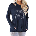 Load image into Gallery viewer, Be Kind Letter Print Bat Sleeve Long Sleeve T-shirt
