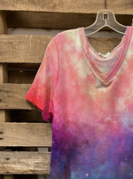 Load image into Gallery viewer, Blue Short Sleeve Cotton-Blend V Neck Shirts &amp; Tops
