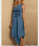 Cargar imagen en el visor de la galería, Casual Letter Print Round Neck Sleeveless Vest Dress
