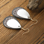 Load image into Gallery viewer, 3 Layered Leopard Leather Earrings
