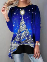Load image into Gallery viewer, Asymmetrical Hem Christmas Tree Printed T-Shirt
