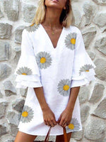 Cargar imagen en el visor de la galería, Casual A-Line Bell Sleeve Printed Dresses
