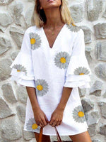 Cargar imagen en el visor de la galería, Casual A-Line Bell Sleeve Printed Dresses
