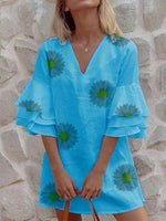 Cargar imagen en el visor de la galería, Casual A-Line Bell Sleeve Printed Dresses
