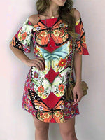 Cargar imagen en el visor de la galería, Butterfly Print &amp; Open Back Sexy Dress
