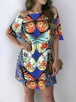 Cargar imagen en el visor de la galería, Butterfly Print &amp; Open Back Sexy Dress
