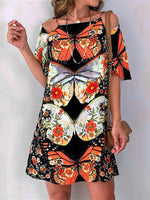 Cargar imagen en el visor de la galería, Butterfly Print &amp; Open Back Sexy Dress
