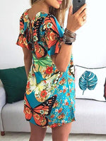 Cargar imagen en el visor de la galería, Butterfly Print &amp; Open Back Sexy Dress
