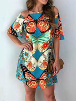 Cargar imagen en el visor de la galería, Butterfly Print &amp; Open Back Sexy Dress
