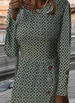 Cargar imagen en el visor de la galería, Casual Geometric Pencil Round Neckline Sheath Dress
