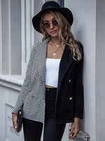 Load image into Gallery viewer, Checked two-tone cardigan blazer
