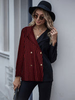 Load image into Gallery viewer, Checked two-tone cardigan blazer
