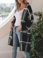 Load image into Gallery viewer, Check color block loose sweater coat
