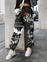 Cargar imagen en el visor de la galería, 2020 new Christmas print plus velvet loose sweatpants
