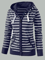 Load image into Gallery viewer, Autumn and winter plus size hooded striped sweatshirt
