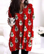 Cargar imagen en el visor de la galería, Autumn and winter new Christmas hedging long sleeve printed dress
