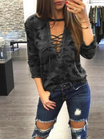 Load image into Gallery viewer, Camouflage Strap Sexy Long Sleeved T-Shirt
