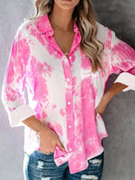 Load image into Gallery viewer, Casual Tie Dye Gradient  Button Down Blouse
