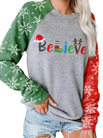 Load image into Gallery viewer, Believe Christmas print contrast sweatshirt
