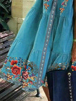 Cargar imagen en el visor de la galería, Blue A-Line Short Sleeve Crew Neck Dresses
