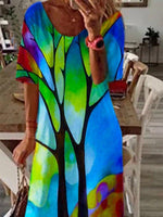 Cargar imagen en el visor de la galería, Blue Half Sleeve Casual Dress
