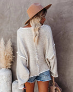 Load image into Gallery viewer, 2020 new solid color stitching long sleeve round neck loose flared sleeve sweater
