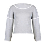 Load image into Gallery viewer, 2020 new solid color stitching long sleeve round neck loose flared sleeve sweater
