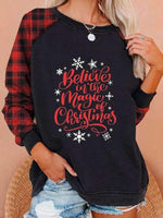 Load image into Gallery viewer, Check sleeve Christmas print T-shirt
