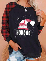 Load image into Gallery viewer, Check sleeve Christmas print T-shirt
