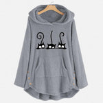 Load image into Gallery viewer, Cat Embroidered Fleece Loose Hooded Sweatshirt
