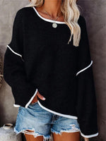 Load image into Gallery viewer, 2020 new solid color stitching long sleeve round neck loose flared sleeve sweater
