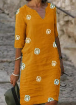 Cargar imagen en el visor de la galería, Casual Floral Shirt V-Neckline A-line Dress
