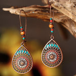 Load image into Gallery viewer, Bohemia Colorful Floral Copper Drop Earrings
