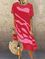 Cargar imagen en el visor de la galería, Black Casual Printed Short Sleeve Dresses
