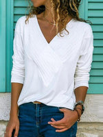 Load image into Gallery viewer, Brief V Neck Long Sleeve Plain Casual T-Shirts
