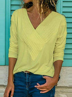 Load image into Gallery viewer, Brief V Neck Long Sleeve Plain Casual T-Shirts
