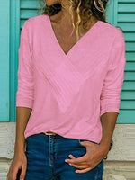 Load image into Gallery viewer, Brief V Neck Long Sleeve Plain Casual T-Shirts
